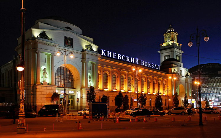 moscow, Russia, Kiev, Station, Night, Street HD Wallpaper Desktop Background