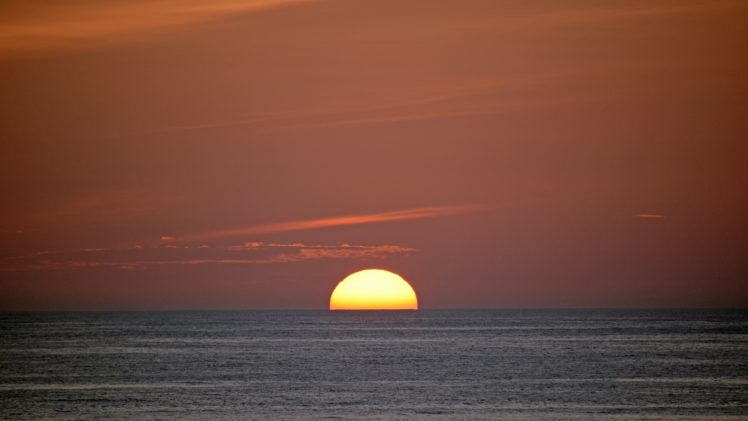 sunset, At, Sea HD Wallpaper Desktop Background