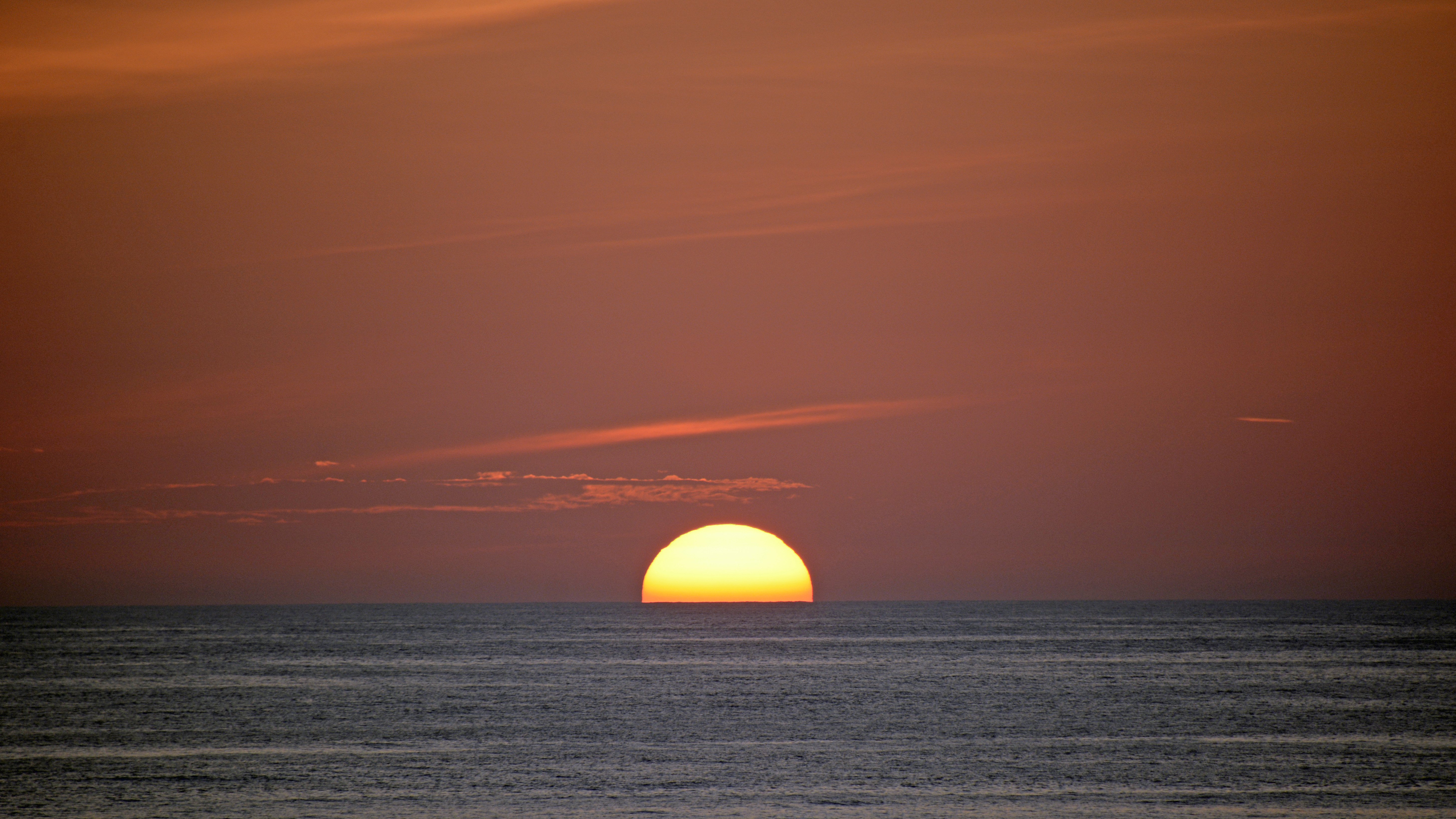sunset, At, Sea Wallpaper