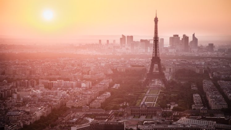 eiffel, Tower, Paris, Sunset, Cityscapes, Skyline, Buildings HD Wallpaper Desktop Background