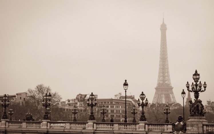 eiffel, Tower, Paris, France, City, Lights, Bridge, Architecture HD Wallpaper Desktop Background