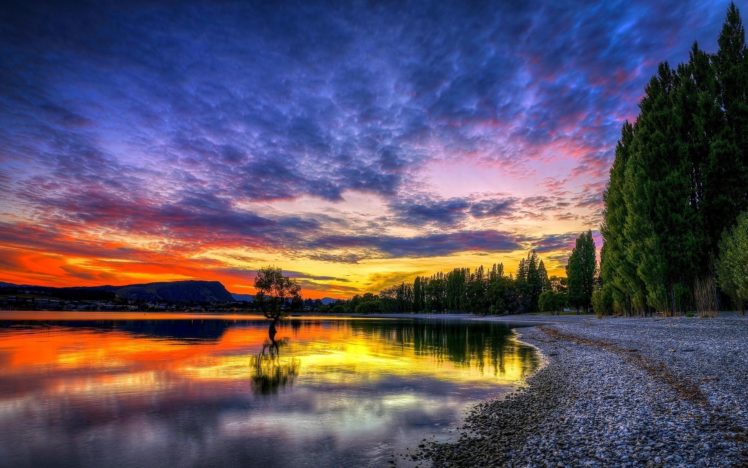 lake, Sunset, Beach, Landscape, Beaches, Reflection HD Wallpaper Desktop Background