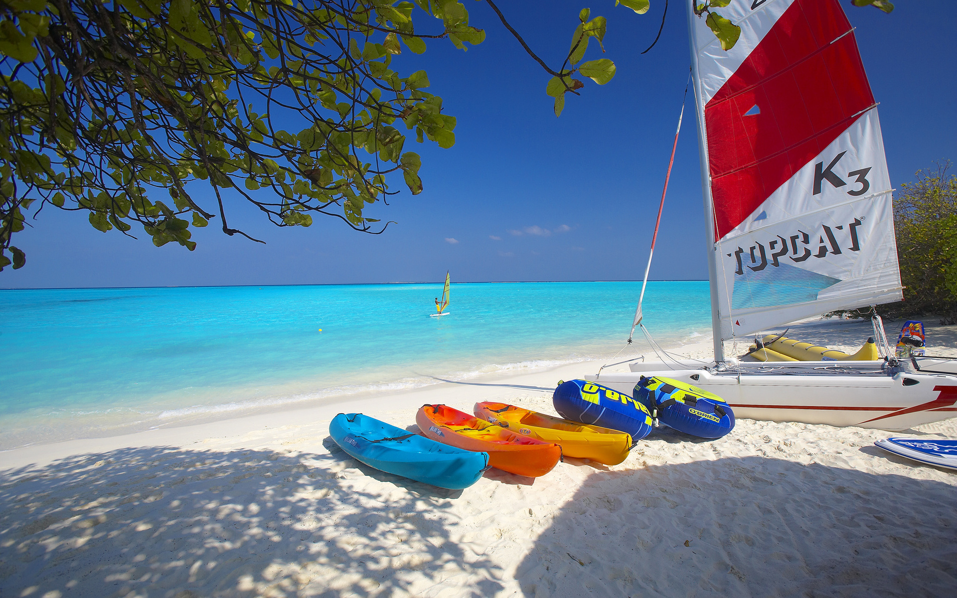 maldives, Island, Beach, Boat, Sailboat, Tree, Branches Wallpaper