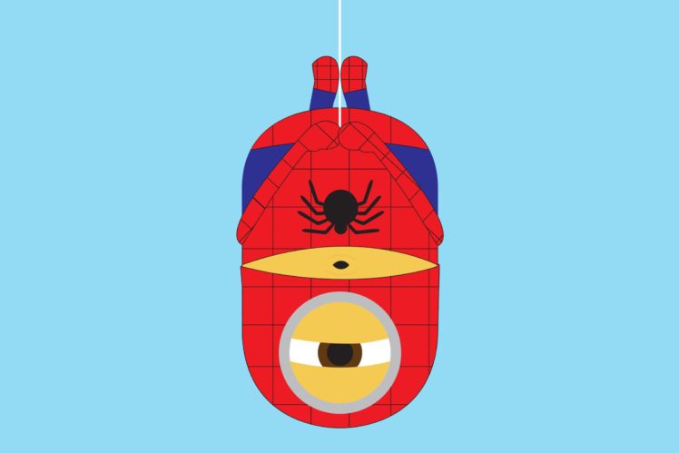 spider man, Superhero, Marvel, Spider, Man, Action, Spiderman, Minions, Minion HD Wallpaper Desktop Background