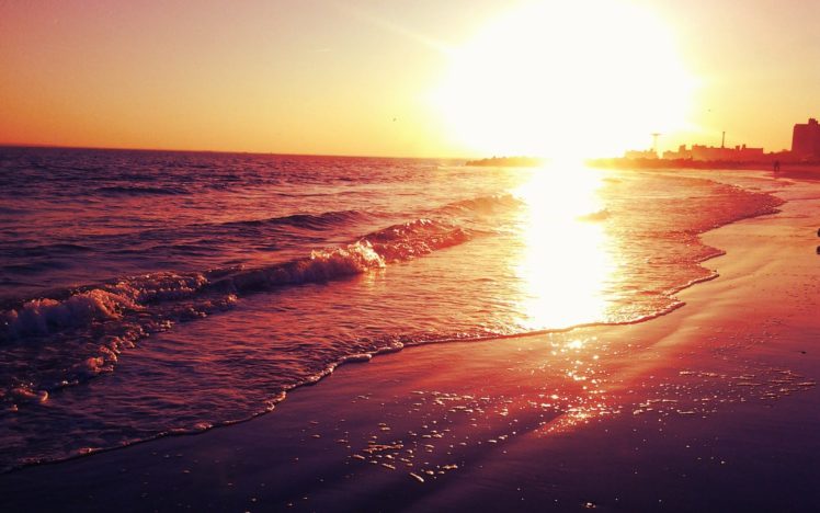water, Sunsets, Ocean, Nature, Sun, Beach HD Wallpaper Desktop Background