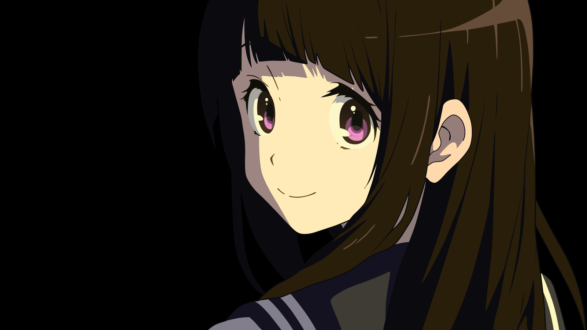 brown, Hair, Chitanda, Eru, Hyouka, Purple, Eyes, Seifuku, Transparent, Vector Wallpaper