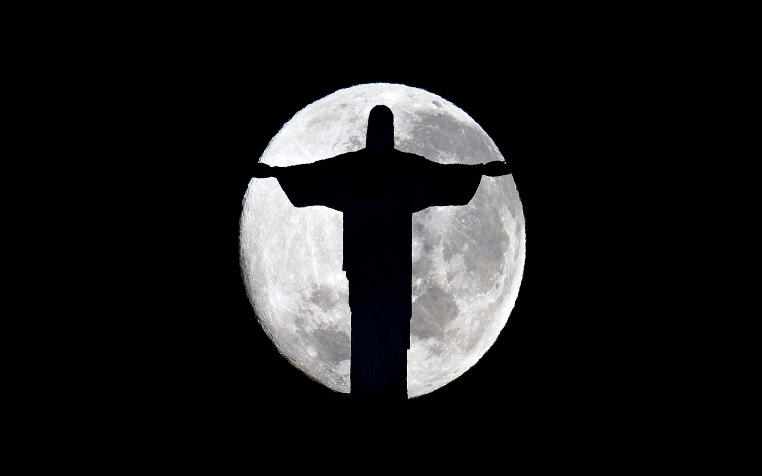 moon, Night, Jesus Wallpaper