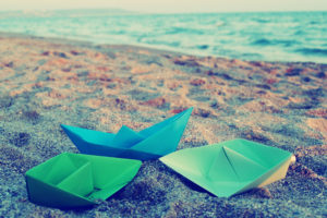 origami, Boats, On, The, Beach