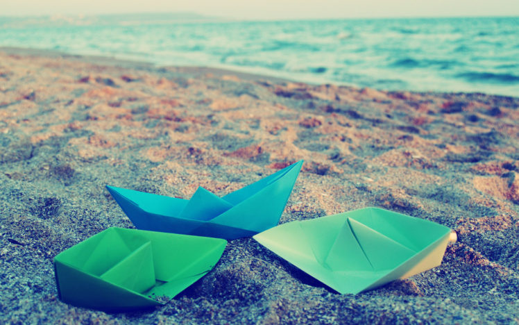 origami, Boats, On, The, Beach HD Wallpaper Desktop Background