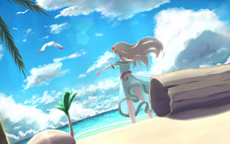 beach, Clouds, Dress, Marin, Mille, Summer, Dress, The, Legend, Of, Zelda HD Wallpaper Desktop Background