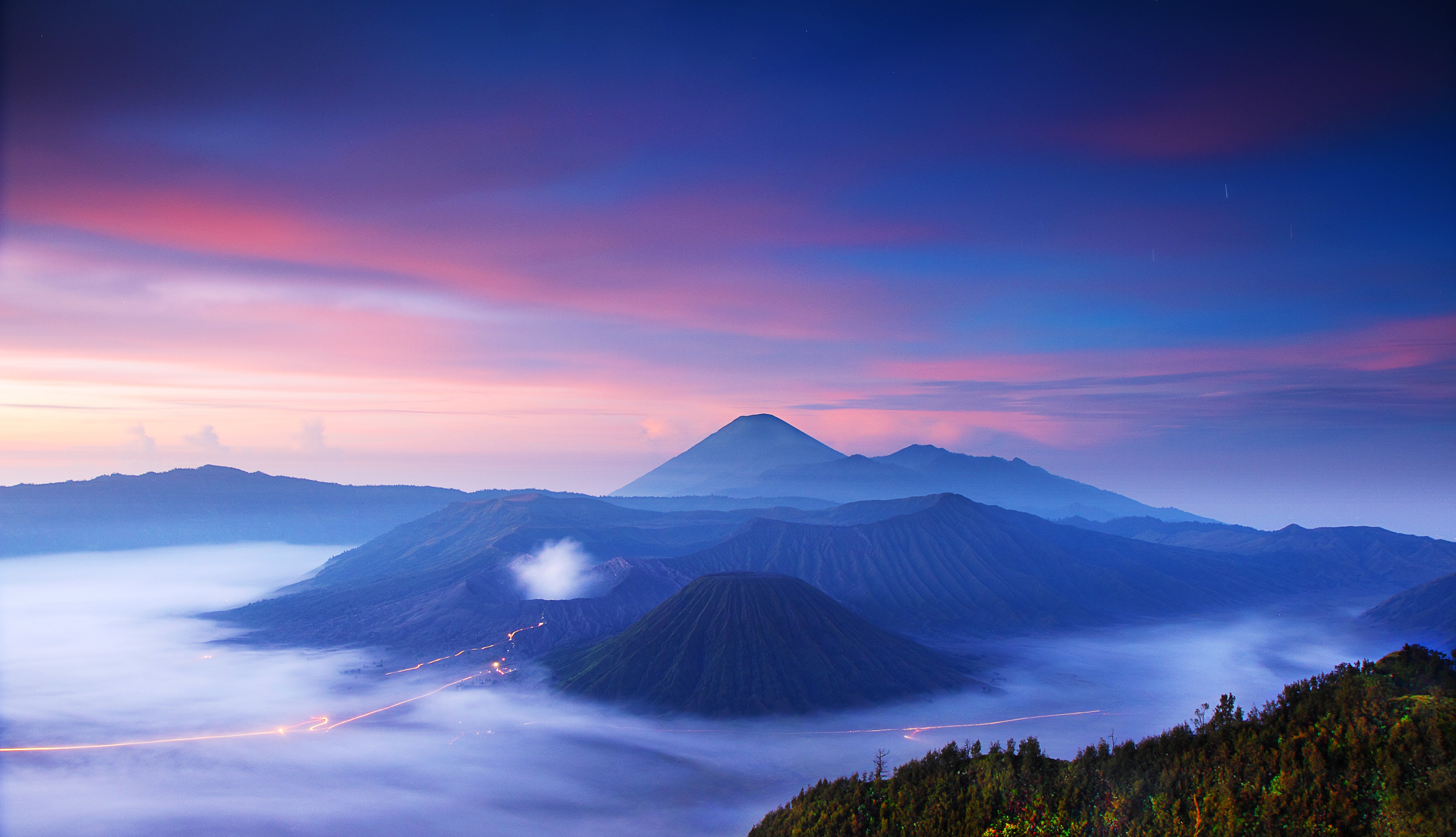 bromo, Indonesia, Sunset, Volcano, Landscape Wallpaper
