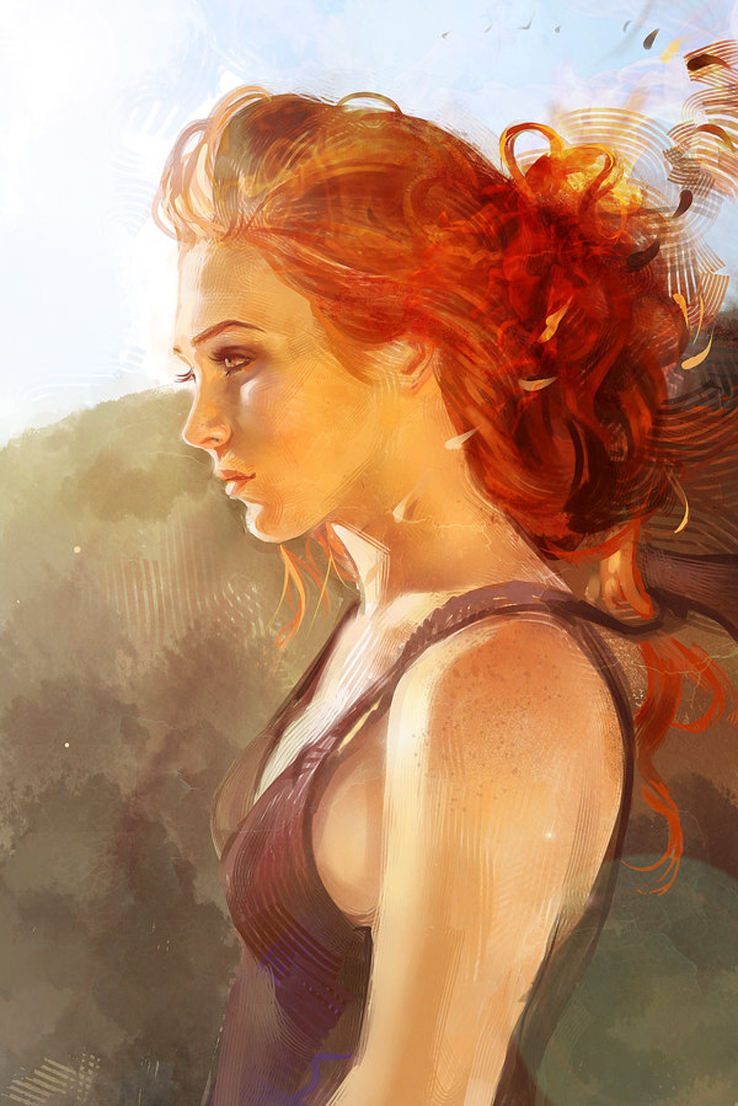 portrait, Woman, Girl, Beauty, Art, Red, Hair Wallpaper