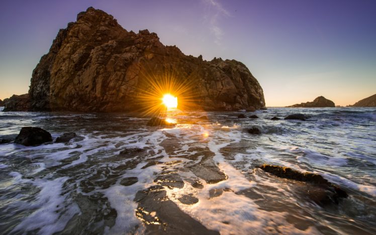 california, Ocean, Rock, Sunset HD Wallpaper Desktop Background