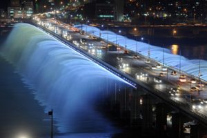 fountain, Seoul, Fountain, Lights, Night, South, Korea, The, Bridge