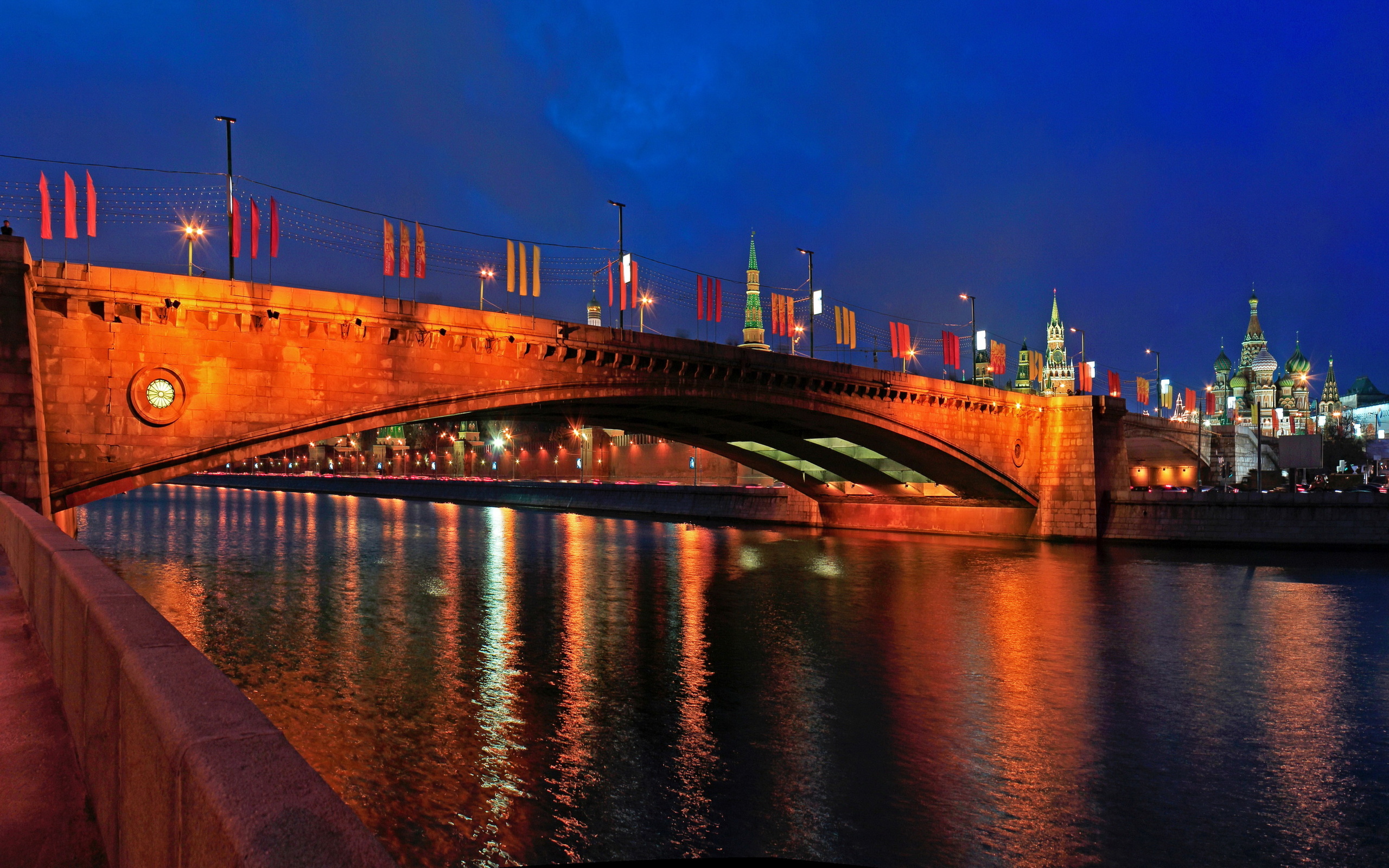 moscow, Bridge, Russia, Great, Moskvoretsky, Night Wallpaper