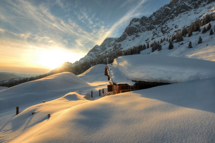 seasons, Winter, Austria, Mountains, Scenery, Snow, Nature HD Wallpaper Desktop Background