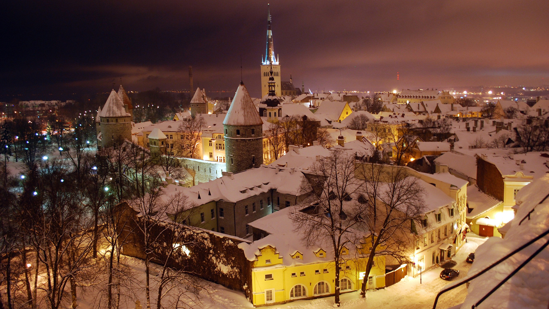 tallinn, Winter, Night Wallpaper