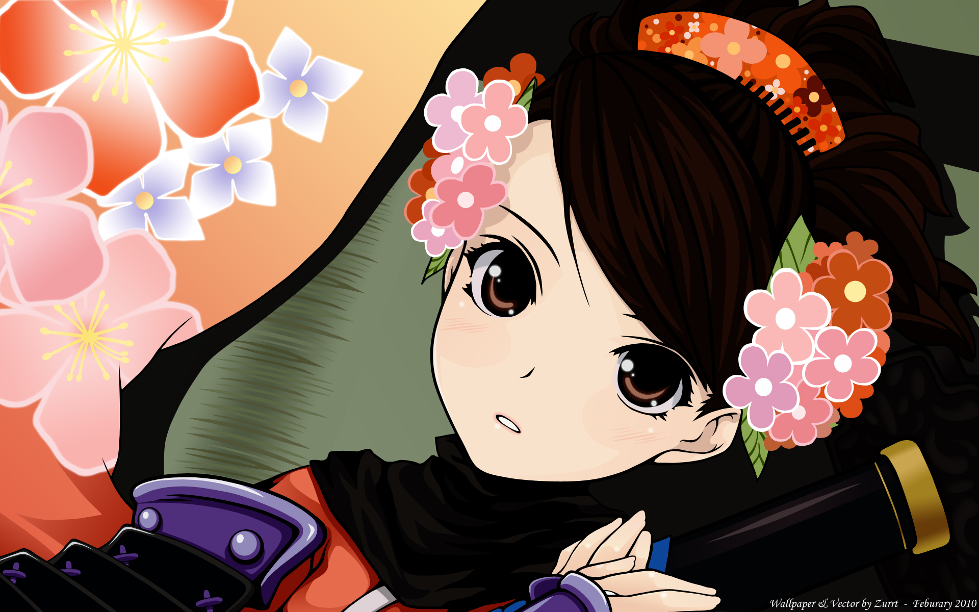 close, Flowers, Momohime, Oboro, Muramasa, Ooji, Vector Wallpaper