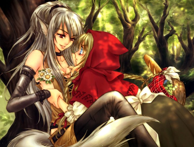 animal, Ears, Big, Bad, Wolf, Flowers, Food, Little, Red, Riding, Hood,  Red, Eyes, Red, Riding, Hood, Sakura, Shio, Tail, Yuri Wallpapers HD /  Desktop and Mobile Backgrounds