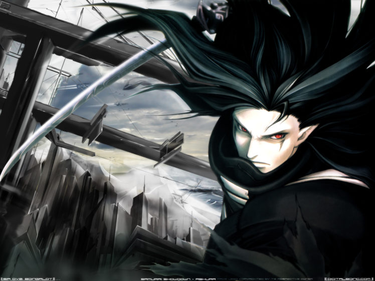 black, Hair, Red, Eyes, Samurai, Showdown, Samurai, Spirits, Sword, Weapon HD Wallpaper Desktop Background