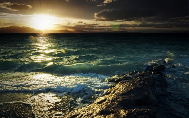 ocean, Shore, Sunlight, Sunset HD Wallpaper Desktop Background