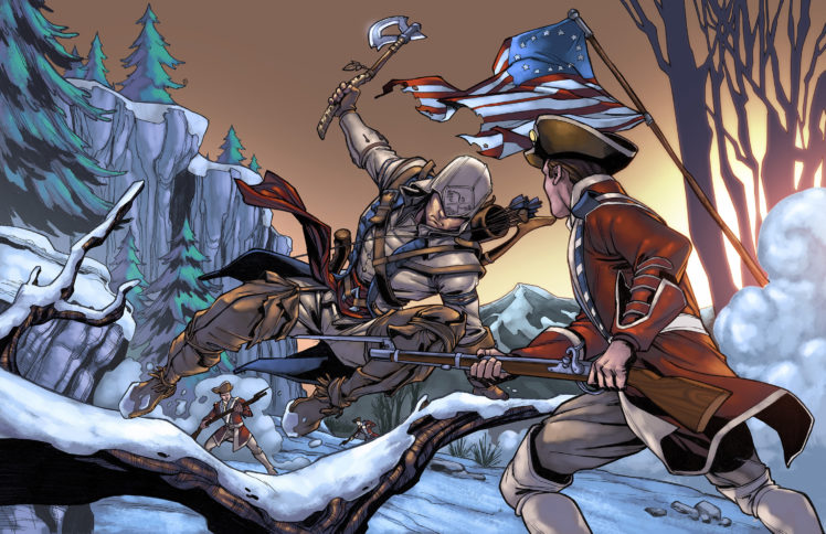 assassinand039s, Creed, 3, Warriors, Painting, Art, Battles, Usa, Games HD Wallpaper Desktop Background