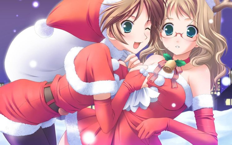 anime, Girls, Christmas HD Wallpaper Desktop Background