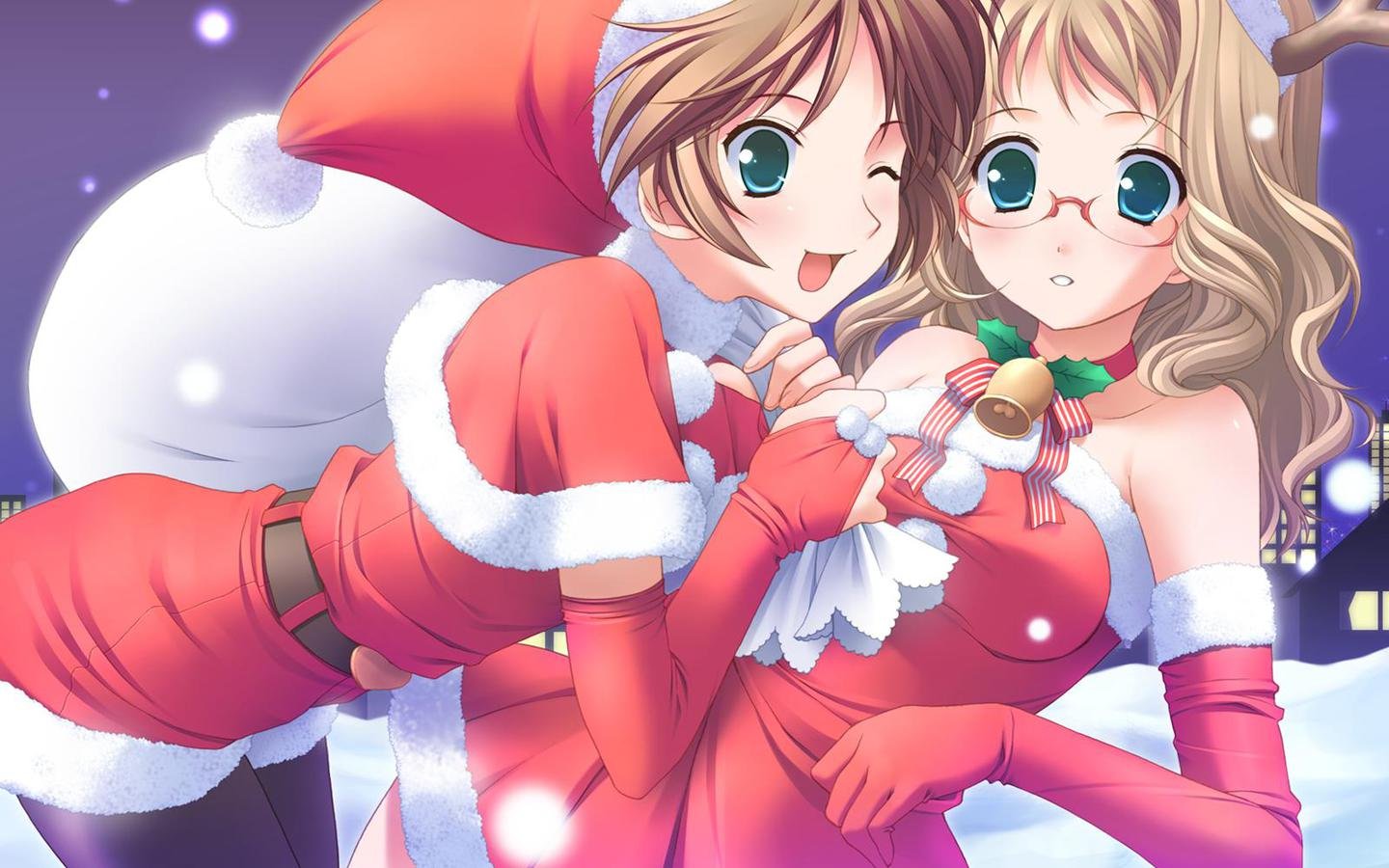 anime, Girls, Christmas Wallpaper
