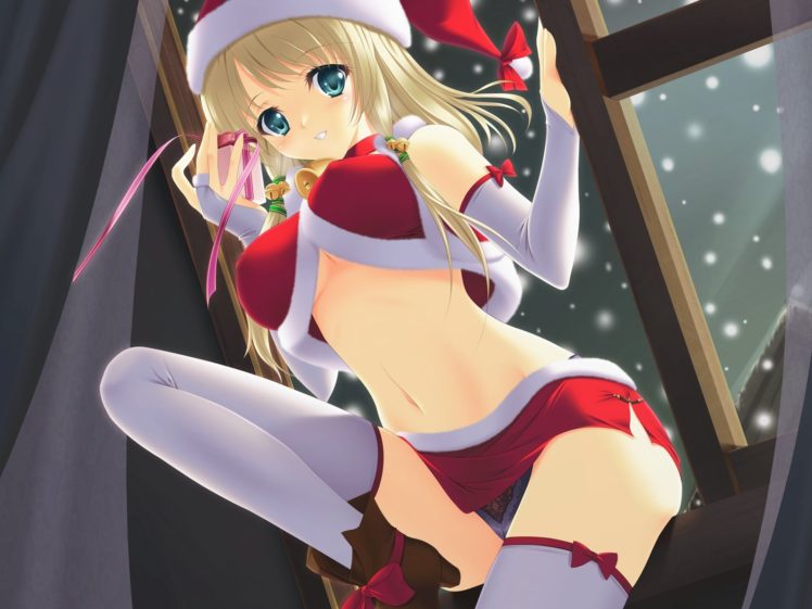 hot, Anime, Girl, Winter, Christmas HD Wallpaper Desktop Background
