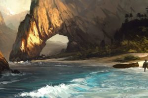 assassinand039s, Creed, Beach, Drawing, Pirate, Arch, Rock, Stone, Shore