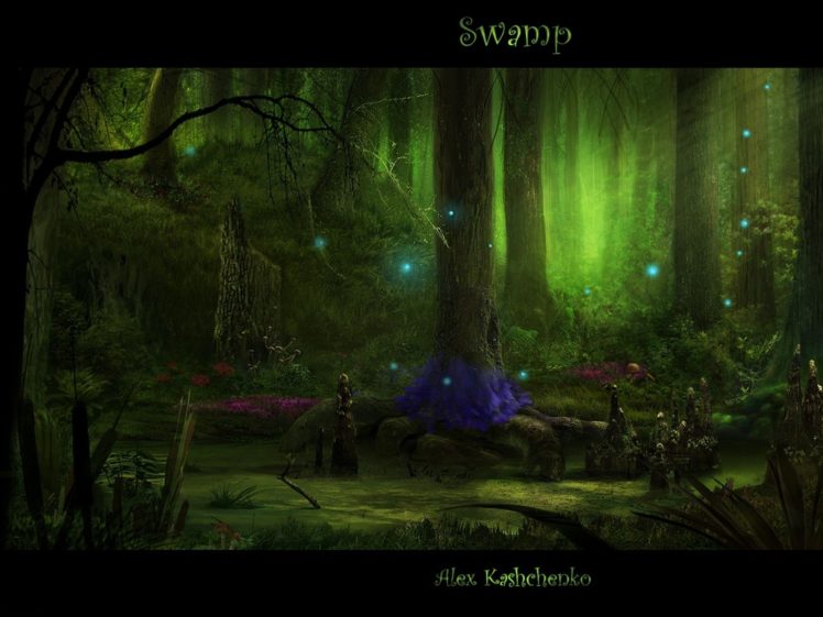 fantasy, Art, Digital, Art, Swamp, Matte, Abstract, Fantasy HD Wallpaper Desktop Background