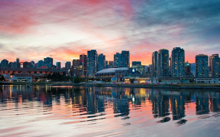 sunset, Cityscapes, Vancouver, Skyscapes HD Wallpaper Desktop Background