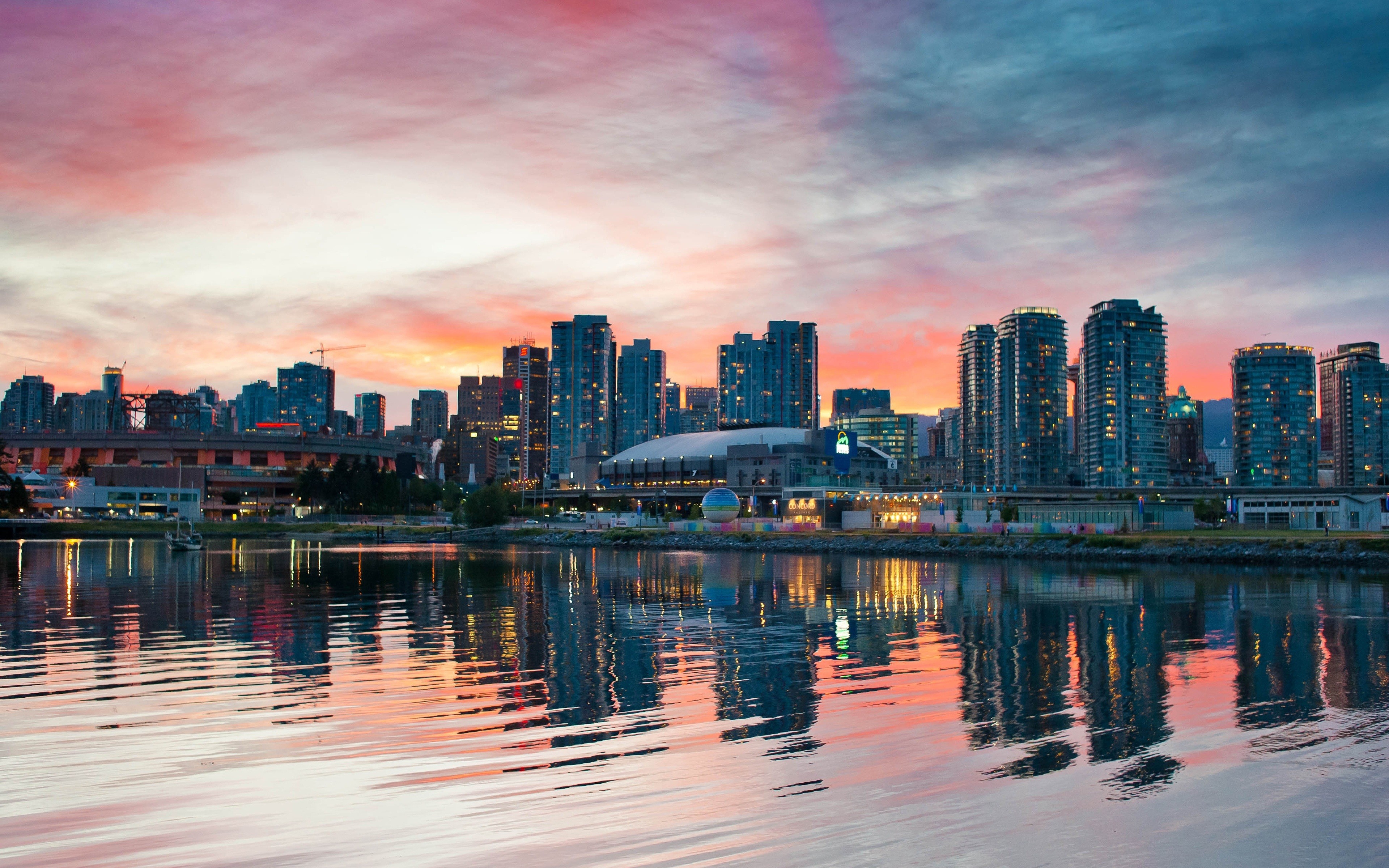 sunset, Cityscapes, Vancouver, Skyscapes Wallpaper