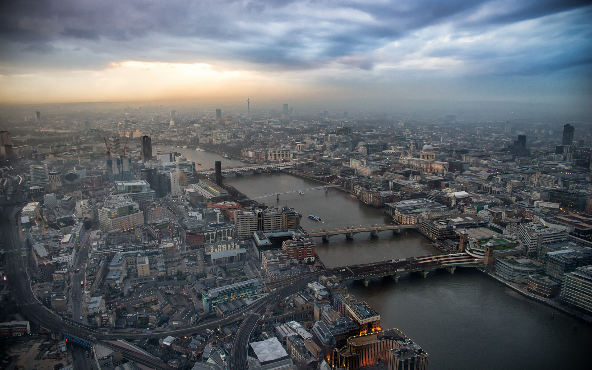 buildings, Aerial, River, Bridge, London Wallpaper