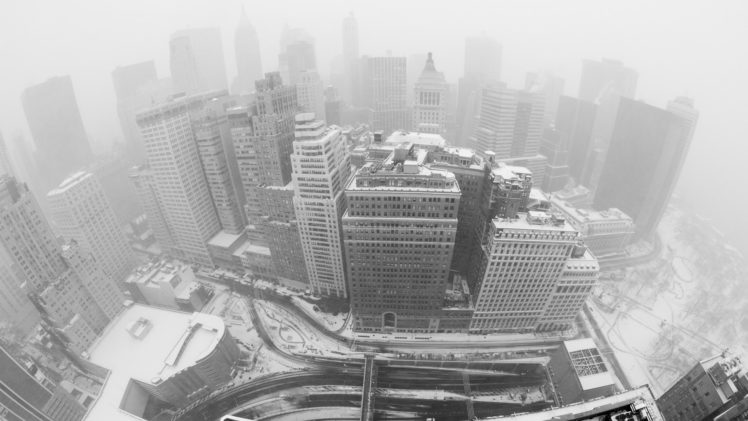new, York, Buildings, Skyscrapers, Bw, Snow, Winter Wallpapers HD / Desktop  and Mobile Backgrounds