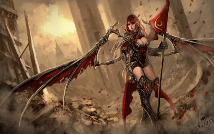 fantasy, Art, Artwork, Women, Woman, Female, Girl, Girls, Warrior, Angel HD Wallpaper Desktop Background