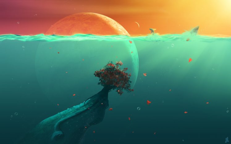 art, Artwork, Fantasy, Nature, Ocean, Sea, Underwater, Pyschedelic HD Wallpaper Desktop Background