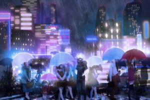 anime, Series, Tokyo, Ghoul, Rain, City