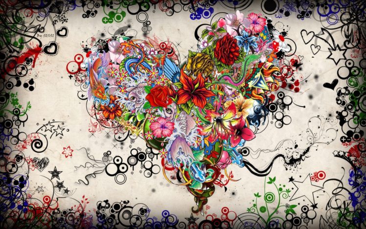multicolor, Artwork, Hearts HD Wallpaper Desktop Background