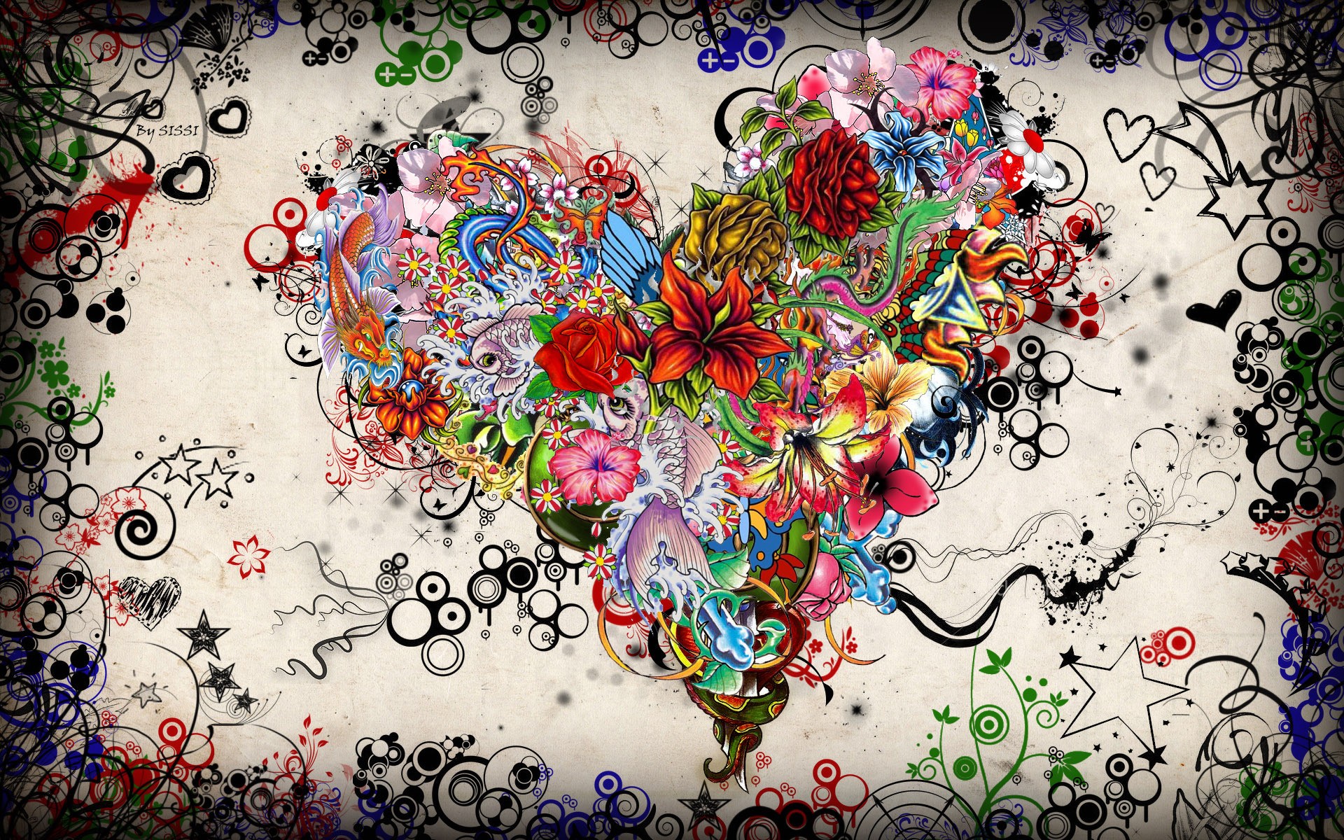multicolor, Artwork, Hearts Wallpaper