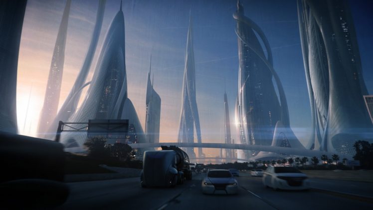 art, City, Future, Transport, Roads, Cars, Skyscrapers, Futuristic, Cities, Roads HD Wallpaper Desktop Background