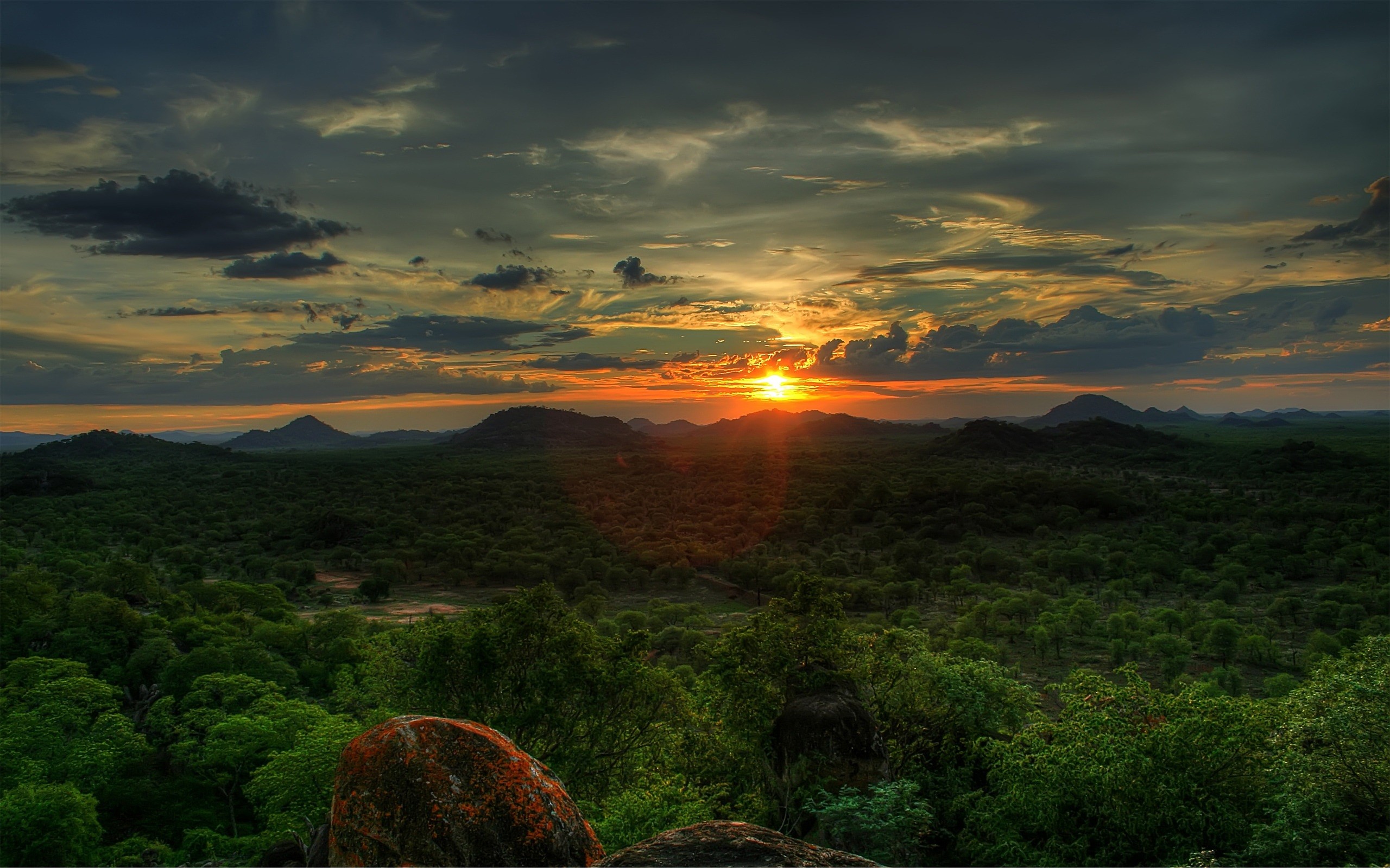 sunset, Clouds, Landscapes, Nature, Horizon, Trees Wallpaper