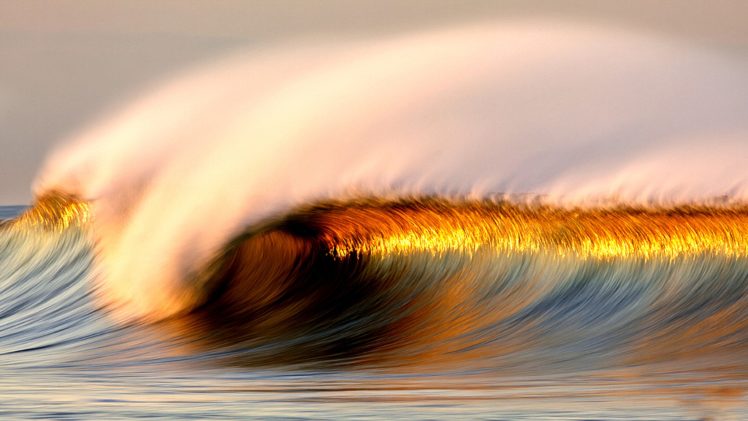 water, Sunset, Ocean, Nature, Waves, Sunlight HD Wallpaper Desktop Background