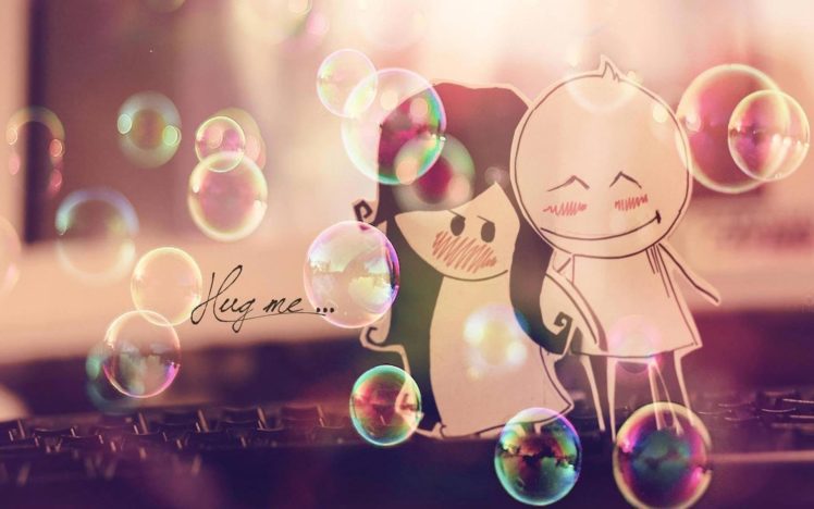 hug, Hugging, Couple, Love, Mood, People, Men, Women, Happy, Cute, Bubbles HD Wallpaper Desktop Background