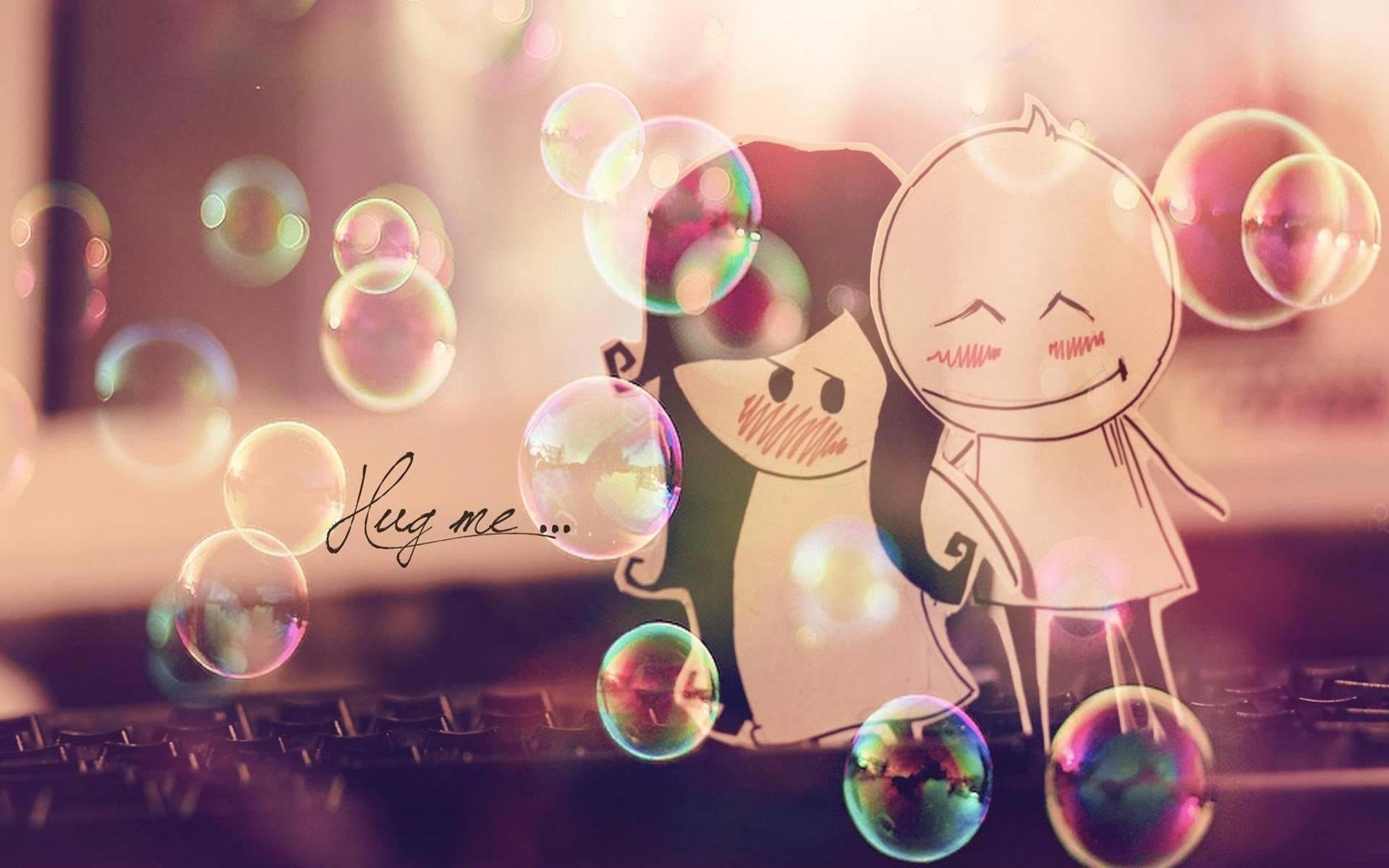 hug, Hugging, Couple, Love, Mood, People, Men, Women, Happy, Cute, Bubbles Wallpaper