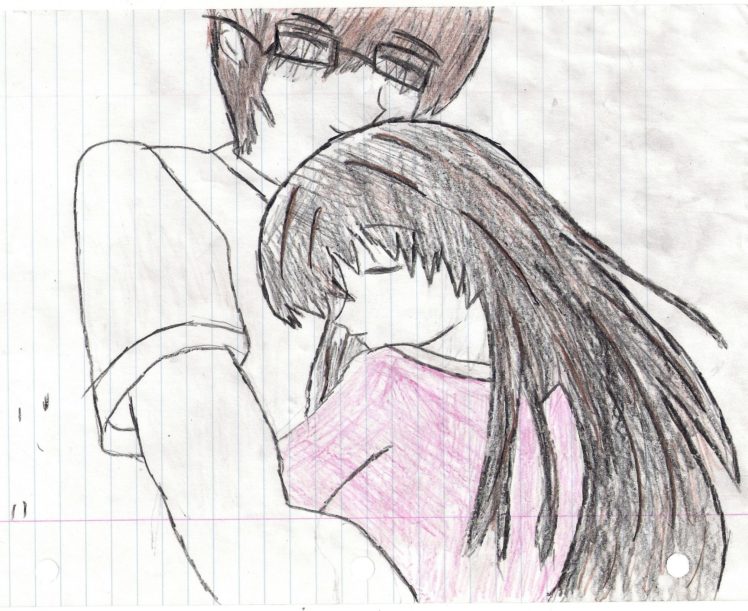 hug, Hugging, Couple, Love, Mood, People, Men, Women, Happy, Original, Anime, Artwork, Sketch HD Wallpaper Desktop Background