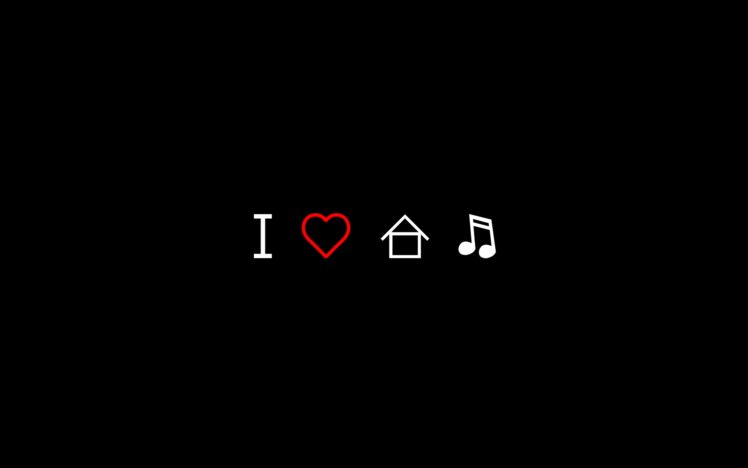 love, Minimalistic, Music, Hearts, House, Music, Black, Background HD Wallpaper Desktop Background