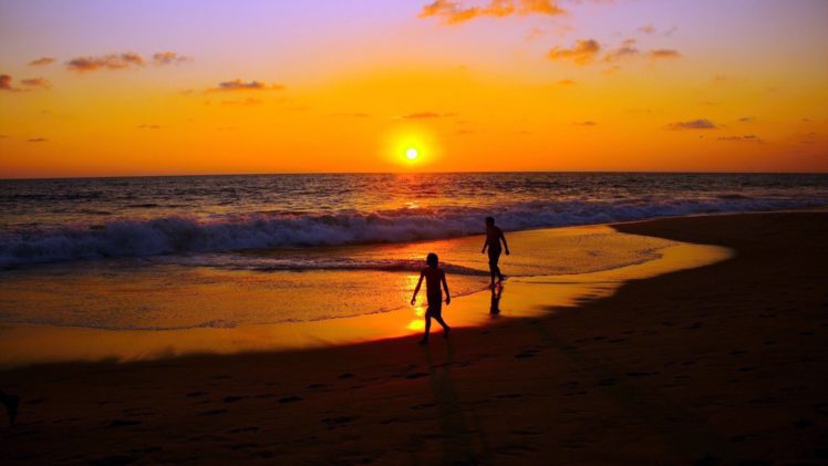 beach, Sunset, Peoples, Beauty, Landscape, Summer HD Wallpaper Desktop Background