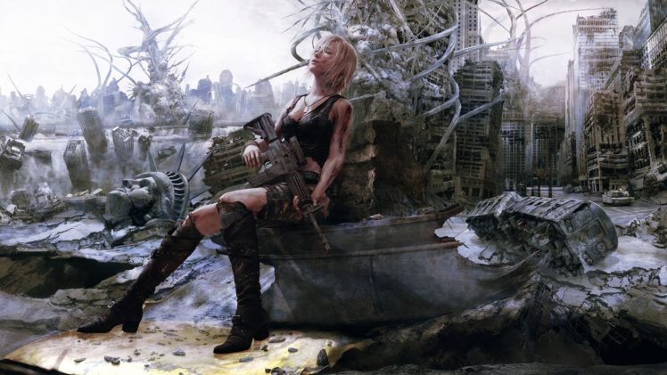 fantasy, Woman, Soldier, City HD Wallpaper Desktop Background