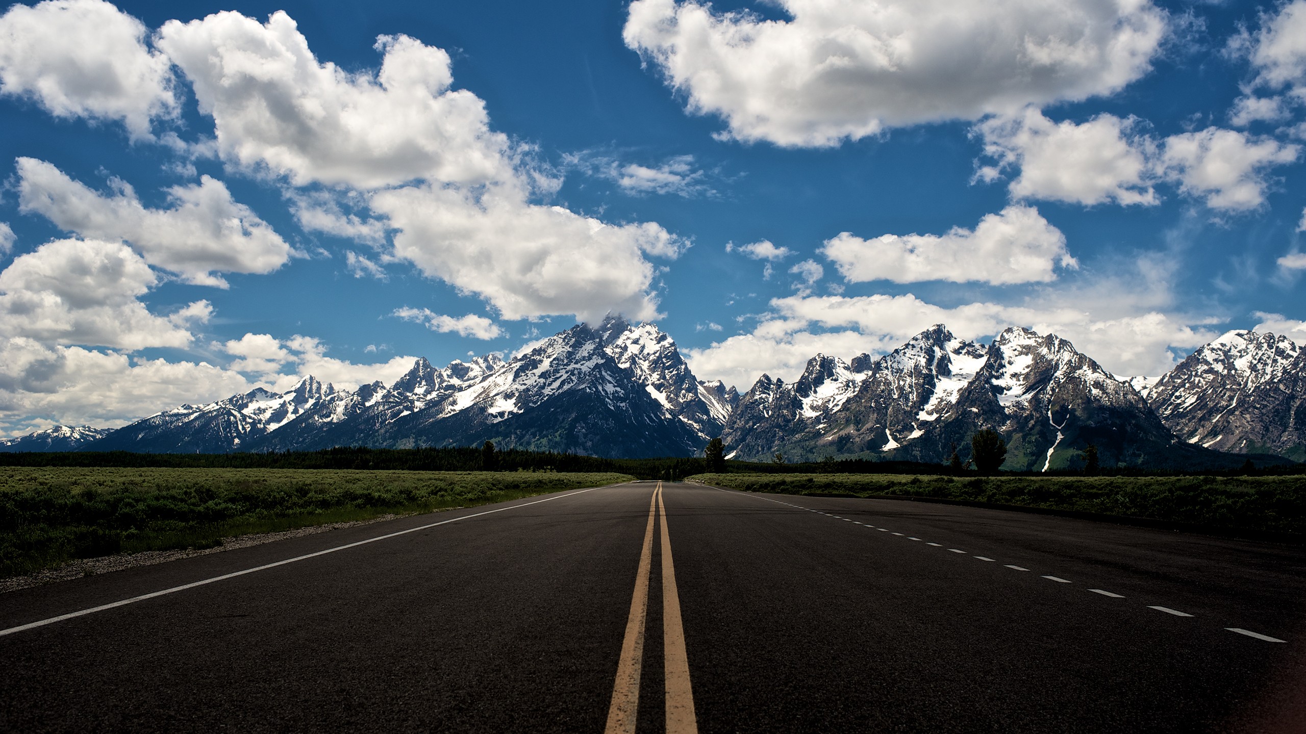 mountains, Clouds, Landscapes, Horizon, Forest, Roads, Grand, Teton, National, Park, Skyscapes, Snowy, Mountains Wallpaper